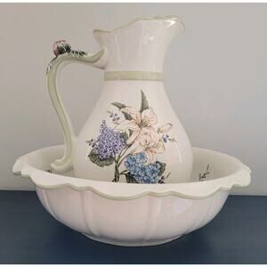 Princess House Vintage Garden Pitcher and Bowl Set #1492A & #1492B